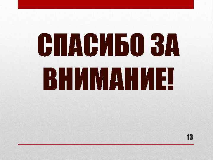 СПАСИБО ЗА ВНИМАНИЕ! 13 