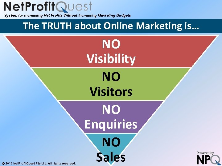 System for Increasing Net Profits Without Increasing Marketing Budgets The TRUTH about Online Marketing