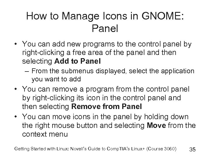 How to Manage Icons in GNOME: Panel • You can add new programs to