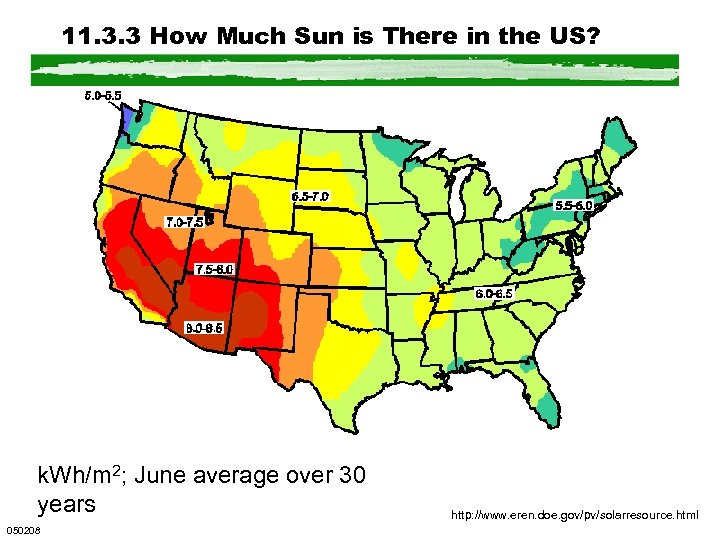 11. 3. 3 How Much Sun is There in the US? k. Wh/m 2;