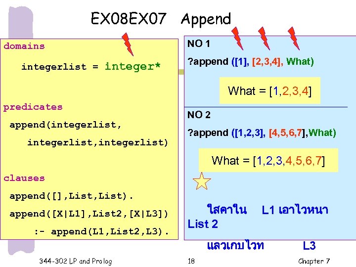 EX 08 EX 07 Append NO 1 domains integerlist = integer* ? append ([1],