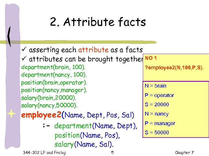 2. Attribute facts ü asserting each attribute as a facts ü attributes can be