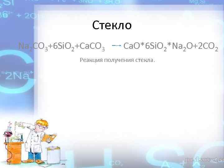 Стекло Na 2 CO 3+6 Si. O 2+Ca. CO 3 Ca. O*6 Si. O