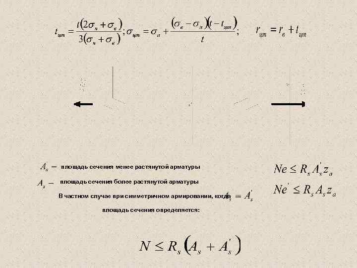 площадь сечения менее растянутой арматуры площадь сечения более растянутой арматуры В частном случае при
