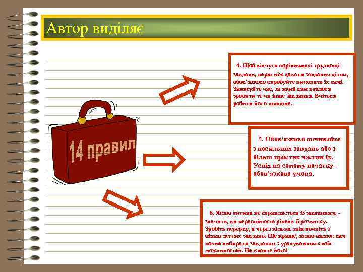 Автор виділяє 4. Щоб відчути порівняльні труднощі завдань, перш ніж давати завдання дітям, обов'язково