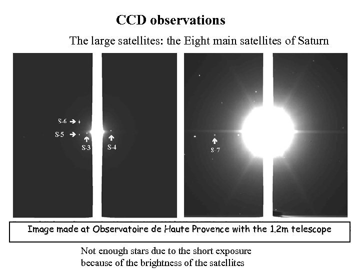CCD observations The large satellites: the Eight main satellites of Saturn Image made at