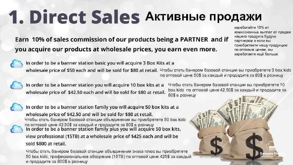 Активные продажи заработайте 10% от комиссионных выплат от продаж нашего продукта будучи партнером и