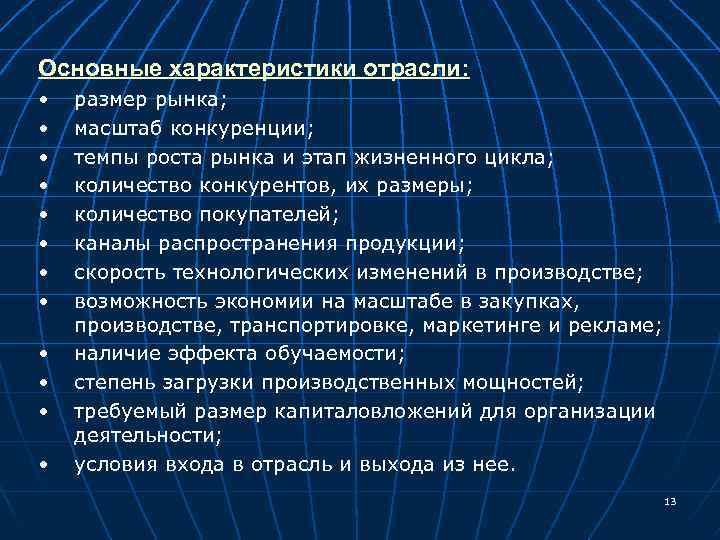 План характеристики отрасли промышленности