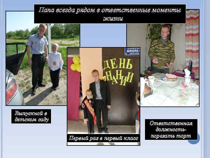 Папа всегда рядом в ответственные моменты жизни Выпускной в детском саду Первый раз в