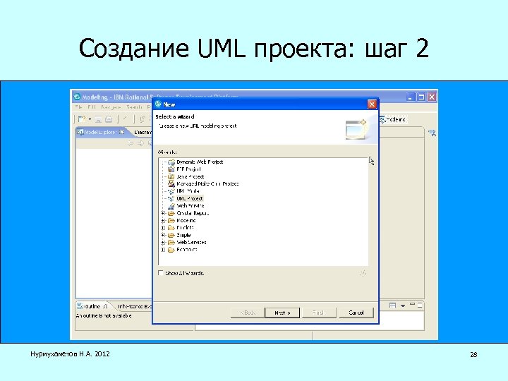 Создание UML проекта: шаг 2 Нурмухаметов Н. А. 2012 28 