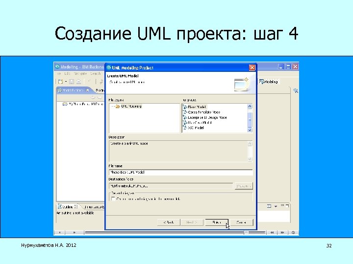Создание UML проекта: шаг 4 Нурмухаметов Н. А. 2012 32 