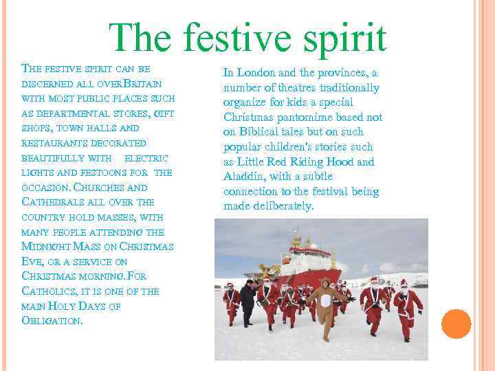 The festive spirit THE FESTIVE SPIRIT CAN BE DISCERNED ALL OVER RITAIN B WITH