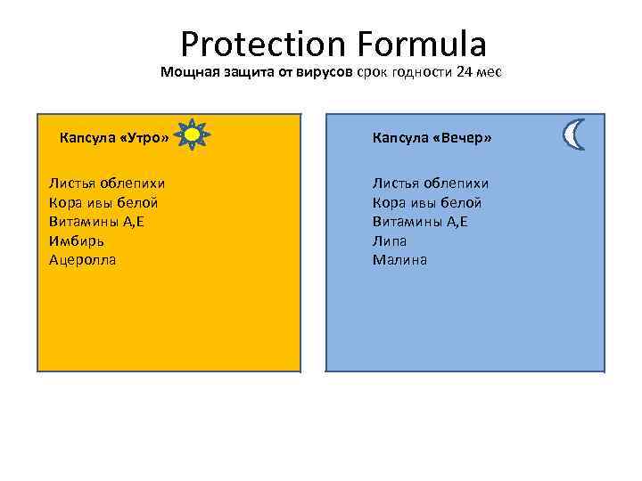 Protection Formula Мощная защита от вирусов срок годности 24 мес Капсула «Утро» Капсула «Вечер»