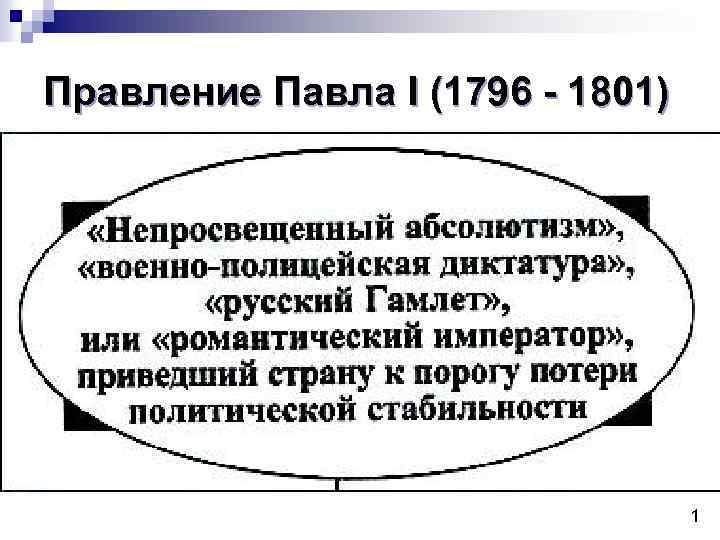 Правление Павла I (1796 - 1801) 1 