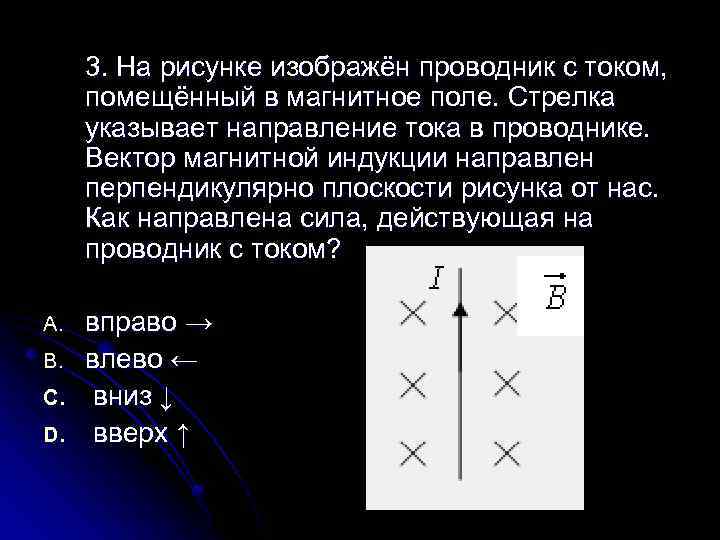 На рисунке изображен проводник с током помещенный в магнитное