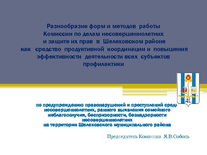 Разнообразие форм и методов работы Комиссии по делам несовершеннолетних и защите их прав в