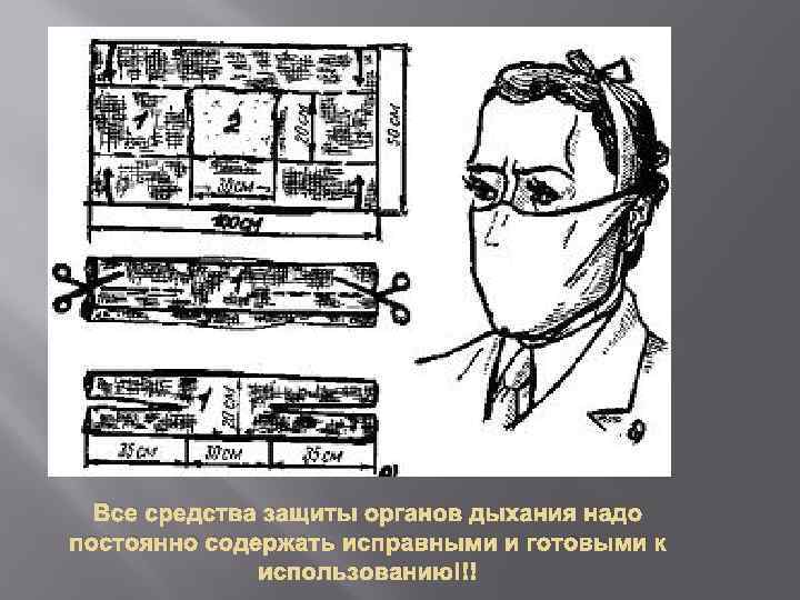 Все средства защиты органов дыхания надо постоянно содержать исправными и готовыми к использованию!!! 