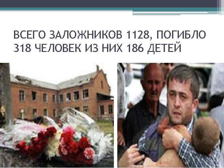 ВСЕГО ЗАЛОЖНИКОВ 1128, ПОГИБЛО 318 ЧЕЛОВЕК ИЗ НИХ 186 ДЕТЕЙ 