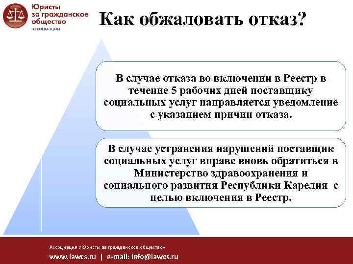 Проект решений об отказе в назначении в предоставлении услуг и других социальных выплат