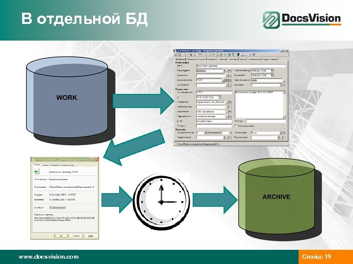 В отдельной БД www. docsvision. com Слайд: 19 