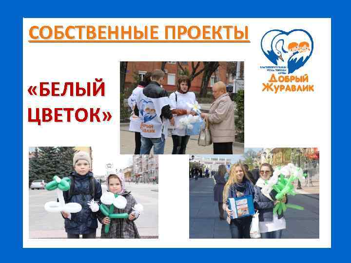 СОБСТВЕННЫЕ ПРОЕКТЫ «БЕЛЫЙ ЦВЕТОК» 