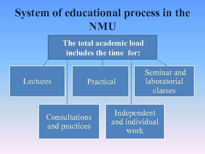System of educational process in the NMU The total academic load includes the time