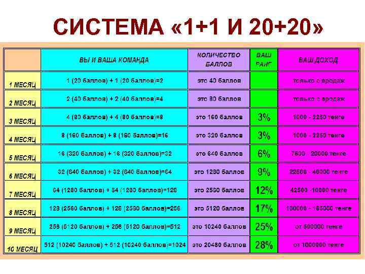 СИСТЕМА « 1+1 И 20+20» 