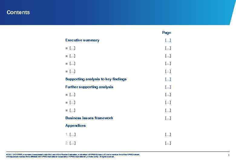 Contents Page Executive summary […] ■ […] […] Supporting analysis to key findings […]