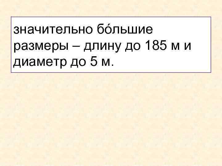 значительно бóльшие размеры – длину до 185 м и диаметр до 5 м. 