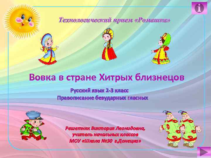 Технологический прием «Ромашка» Вовка в стране Хитрых близнецов Русский язык 2 -3 класс Правописание