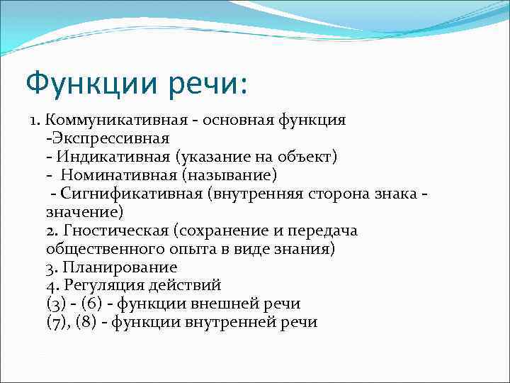 Основные функции речи