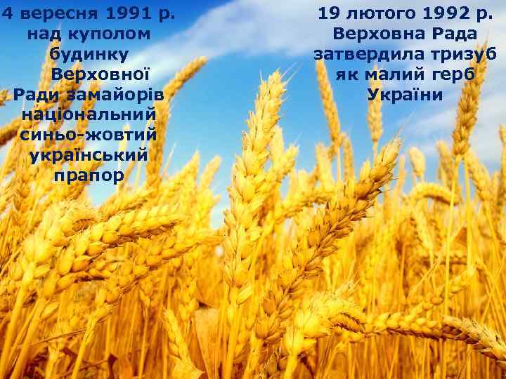 4 вересня 1991 р. над куполом будинку Верховної Ради замайорів національний синьо-жовтий український прапор