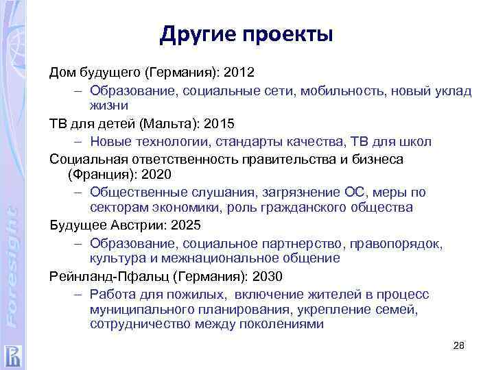 Другие проекты Дом будущего (Германия): 2012 – Образование, социальные сети, мобильность, новый уклад жизни