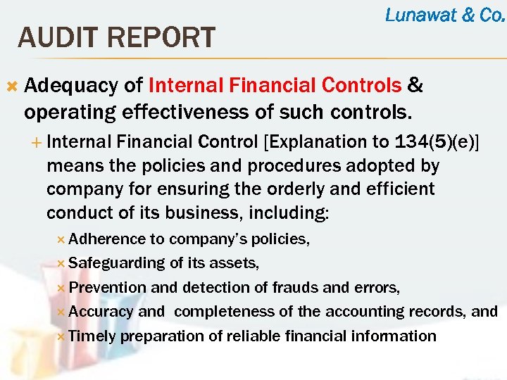 AUDIT REPORT Lunawat & Co. Adequacy of Internal Financial Controls & operating effectiveness of