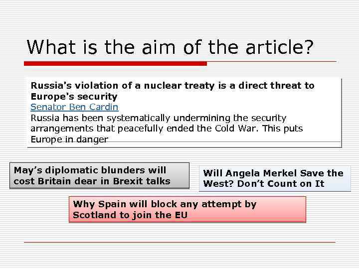What is the aim of the article? Russia's violation of a nuclear treaty is