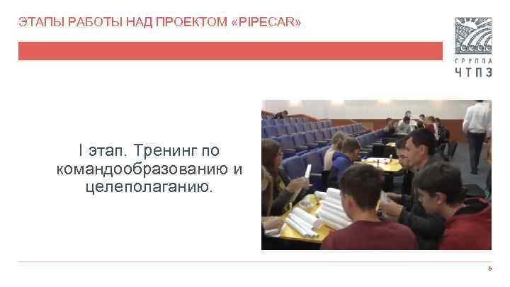 ЭТАПЫ РАБОТЫ НАД ПРОЕКТОМ «PIPECAR» I этап. Тренинг по командообразованию и целеполаганию. 8 
