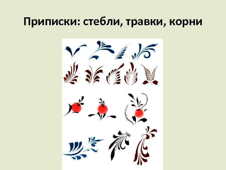 Приписки: стебли, травки, корни 