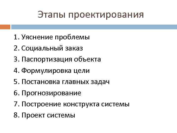 Перечень этапов