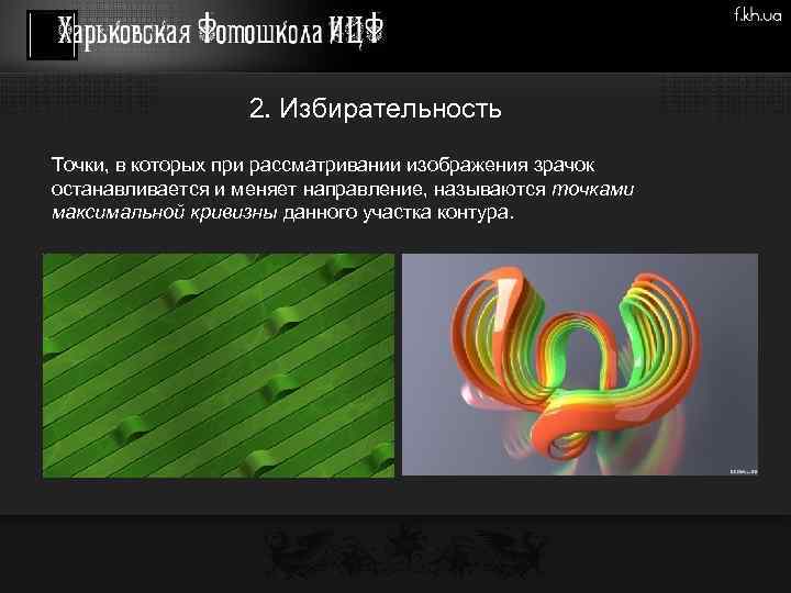 2. Избирательность Точки, в которых при рассматривании изображения зрачок останавливается и меняет направление, называются