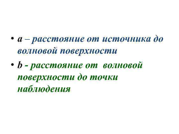  • a – расстояние от источника до волновой поверхности • b - расстояние