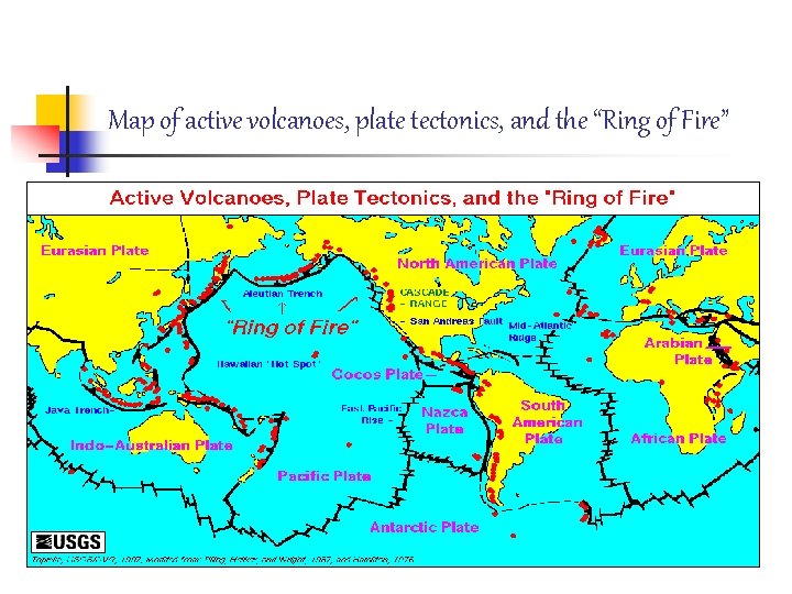 Map of active volcanoes, plate tectonics, and the “Ring of Fire” 
