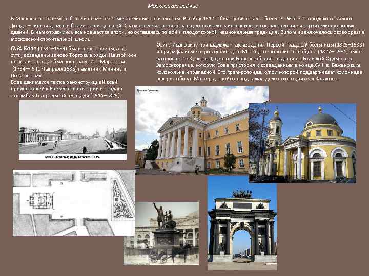 Московские зодчие В Москве в это время работали не менее замечательные архитекторы. В войну