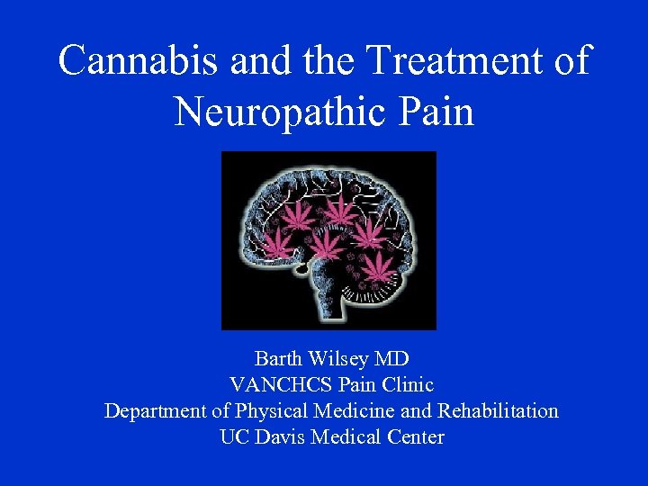 Cannabis and the Treatment of Neuropathic Pain Barth Wilsey MD VANCHCS Pain Clinic Department