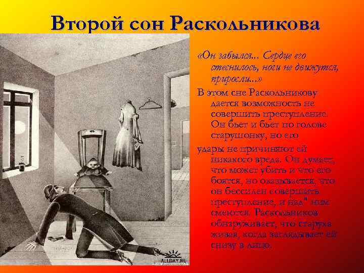Второй сон Раскольникова «Он забылся. . . Сердце его стеснилось, ноги не движутся, приросли.