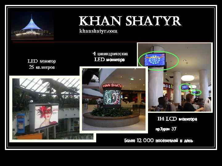 KHAN SHATYR khanshatyr. com Led монитор 25 кв. метров 4 цилиндрических LED монитора 114
