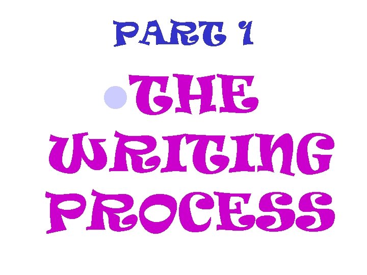 PART 1 THE WRITING PROCESS 