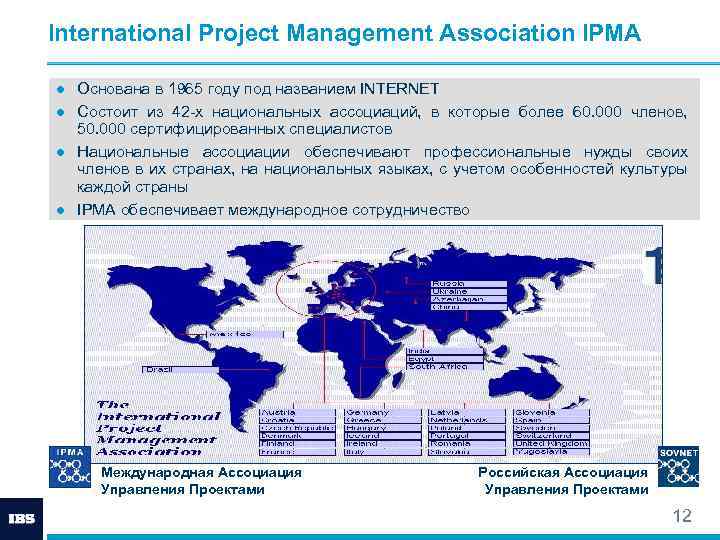 International Project Management Association IPMA ● Основана в 1965 году под названием INTERNET ●