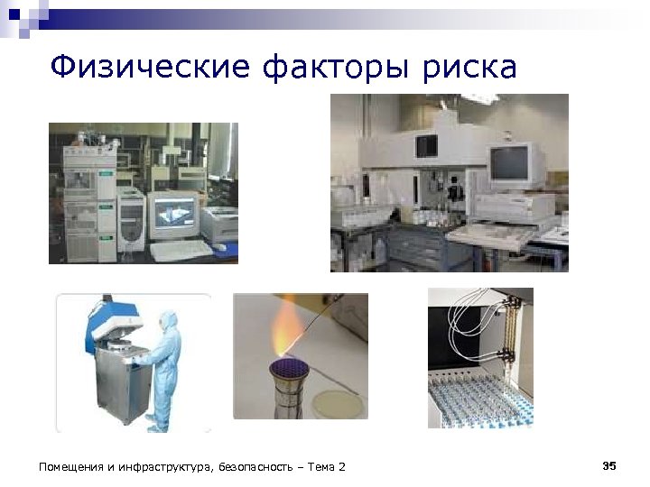 Физические факторы риска Помещения и инфраструктура, безопасность – Тема 2 35 
