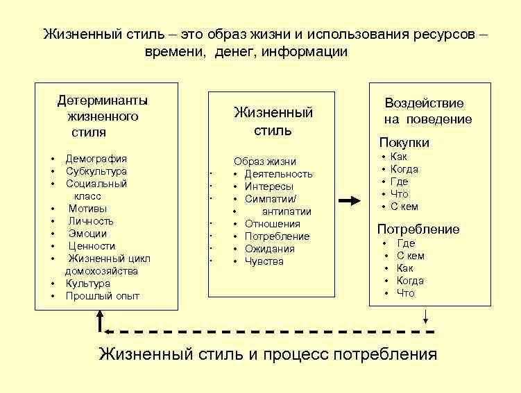  Жизненный стиль – это образ жизни и использования ресурсов – времени, денег, информации