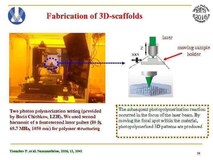 Fabrication of 3 D-scaffolds laser moving sample holder Two photon polymerization setting (provided by